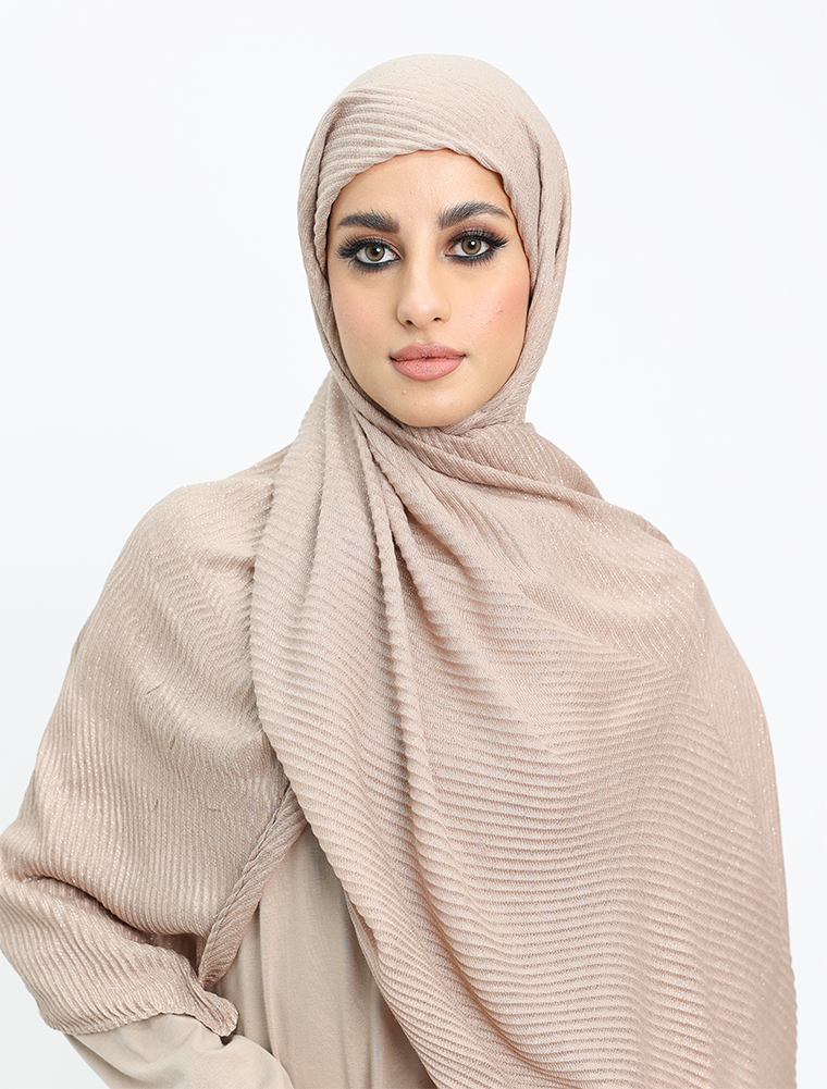 Nude Crinkle Lurex Hijab